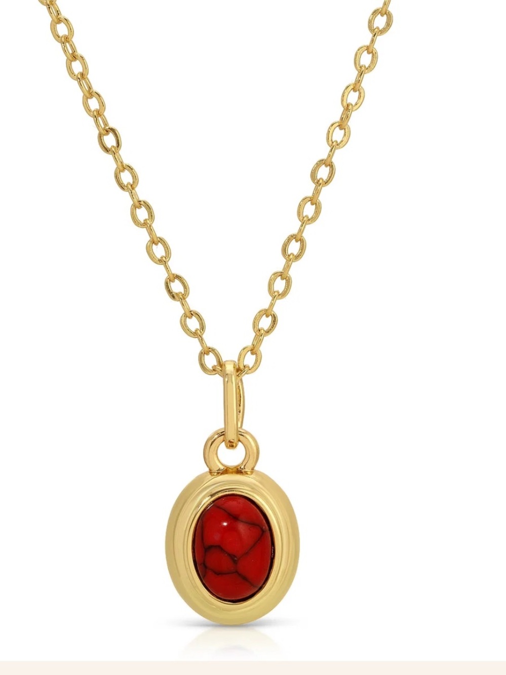 Leeada Oval Gemstone Pendant Necklace NEW 18” + 2” extender